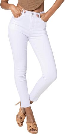 Джинси жіночі Nina Carter P077 Skinny High Waist, білі, з ефектом потертості, деним