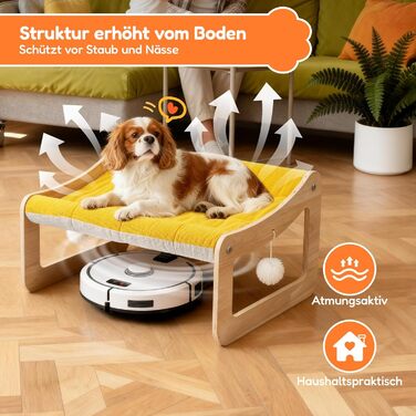 Крак-стійка для котів з великим ліжком Luxus, жовта | З міцного березового дерева, сизаль, 25 кг, біо-льон