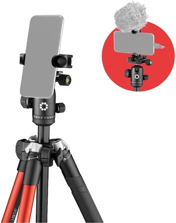 Штатив-трипод JOBY RangePod червоний алюмінієвий для смартфона та камер (DSLR, CSC, бездзеркальних) з кулястою головкою, затискачем та сумкою для влогерів, TikTok та YouTube