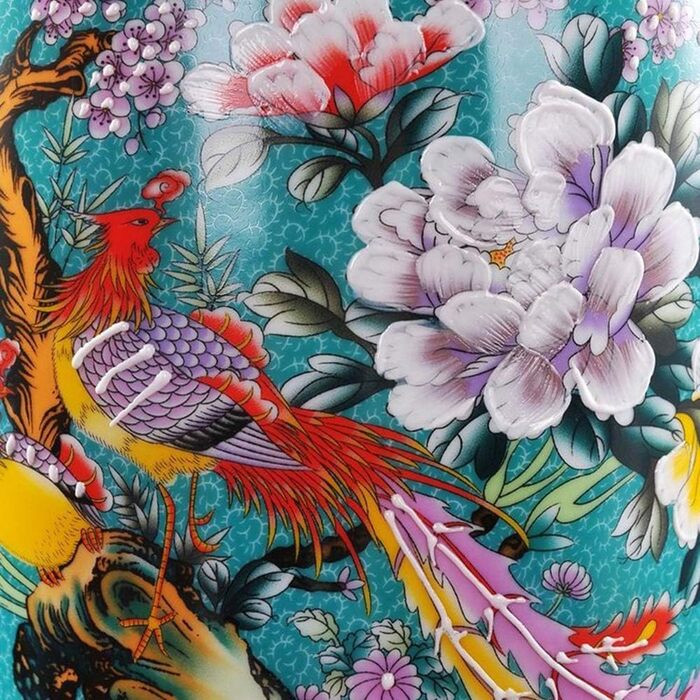 Керамічна ваза 'Риб'ячий хвіст' Jingdezhen, ручної роботи, 46 см, золотий колір (блакитний)