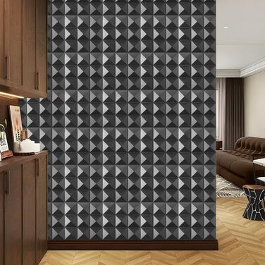 3D панелі на стіну ПВХ чорні, декоративні стінові та стельові панелі для геймерської зони, вітальні та спальні, 2 шт.