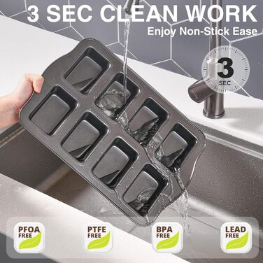 Форми для випічки HONGBAKE (2 шт.) з антипригарним покриттям, 36x24 см, з вуглецевої сталі, BPA-free, для міні-бананового хліба, брауні та хліба