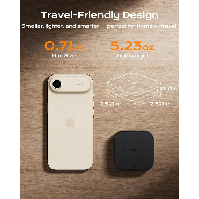 Зарядна станція KU XIU X40 Turbo Qi2.2 25W 3-в-1 для iPhone 17/16/15/14/13/12, Apple Watch та AirPods, складна бездротова зарядка, алюмінієвий адаптер GaN 45W (Чорний)