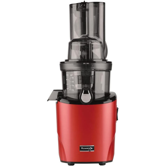 Соковижималка Kuvings REVO830 Slow Juicer з подвійною завантажувальною горловиною, автоматичною системою нарізки, набір фільтрів для смузі та сорбету, матова темно-червона