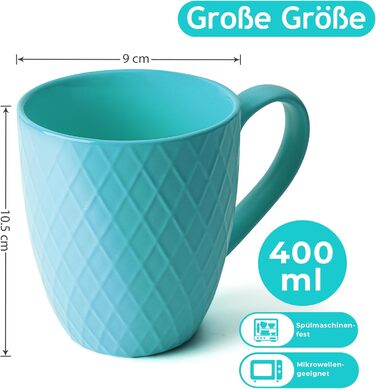MIAMI – 6 x 400 ml – Coffee Cup Set/Mugs – Modern Matte Ceramic Cup – Large Coffee Cup – Palmanova Collection (Ocean)