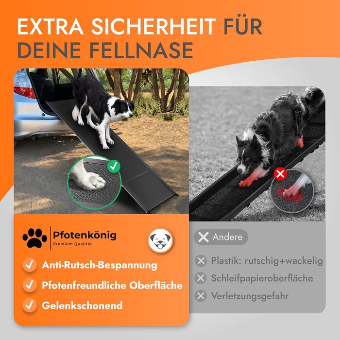 Рампа для собак до 90 кг - PLATZWUNDER - стабільна, преміум-якість, складна, антиковзка, з легкого алюмінію, підходить для всіх автомобілів