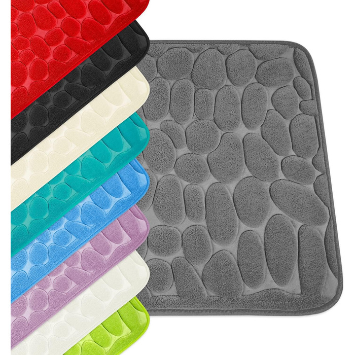 Memory Foam Bathroom Rug - Non-Slip Washable & Quick-Dry Bath Mat - 60 x 100 cm Blue