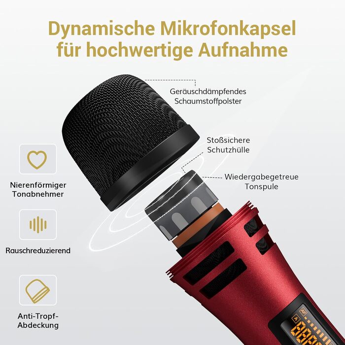 TONOR TW320 Бездротовий мікрофон: динамічний ручний мікрофон для караоке, PA, конференцій та вечірок. Повністю бездротовий, з акумулятором, сірий колір.