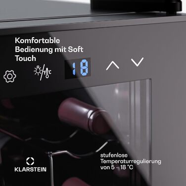 Витримайте вино з комфортом: Витримайте вино Klarstein Reserva Slim Uno - винний холодильник з LED-підсвіткою та UV-захистом