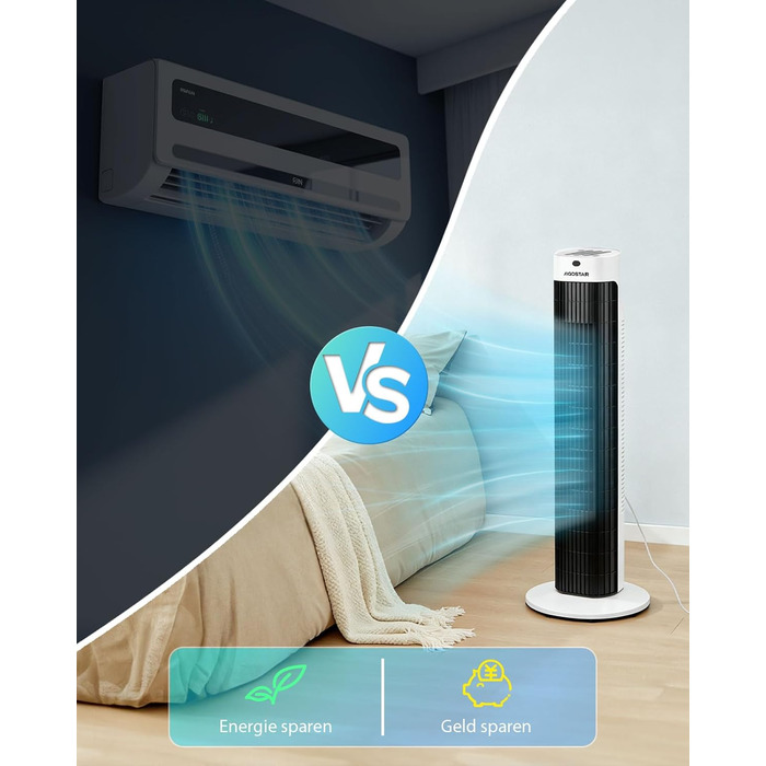 Вентилятор вежовий Aigostar Leise Turmventilator 76 см з осциляцією та таймером, 45 Вт
