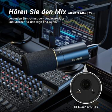 Мікрофон TONOR TD510+ для запису та стрімінгу: XLR/USB, динамічний, з кріпленням та кнопкою вимкнення мікрофону