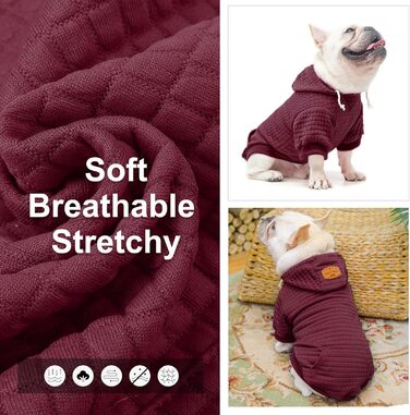 BEAUTYZOO Dog Hooded Sweatshirt for Small, Medium, and Large Dogs, Winter, Autumn, Warm Dog Clothes for Puppies, S, M, Dogs, Girls, Boys, Dog Sweater, Shirt, Hoodies with Pocket, (L (Back: 20