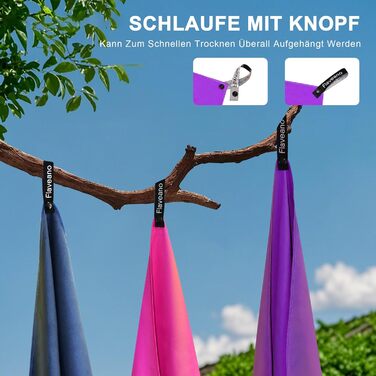 Набір рушників з мікрофібри, швидковисихаючих, 3 шт. (180x90см, 80x40см, 50x30см) для подорожей, спорту, пляжу (фіолетовий)