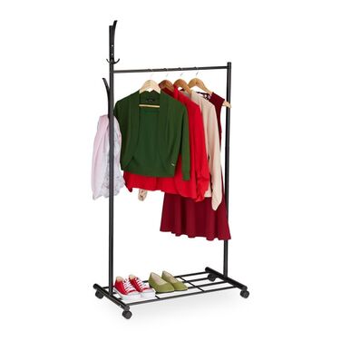 Relaxdays Black Wardrobe with Wheels