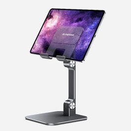 Алюмінієва підставка для iPad та планшетів elitehood, регульована за висотою та кутом нахилу, складана тримач для iPad Pro 12.9, Air, Mini, Samsung Galaxy Tab (4-13 дюймів), сіра