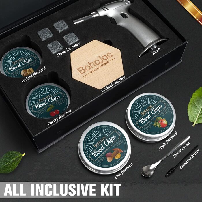 Valentine's Day gifts for him, gifts for men, dad, friend, cocktail smoking kit with flashlight, men's gifts, bourbon whiskey smoking set, men's gifts for Christmas (without butane)