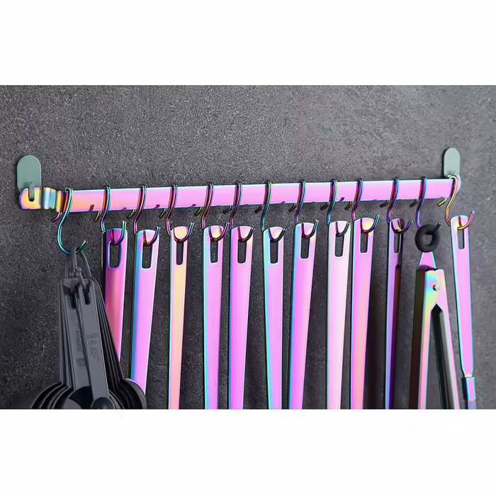 Kyraton Rainbow Kitchen Utensils Set - 37 Piece Stainless Steel Kitchen Helper Set with Titanium Rainbow Coating, Kitchen Tool Set with Utensil Holder, Cooking Spoon Set Dishwasher Safe