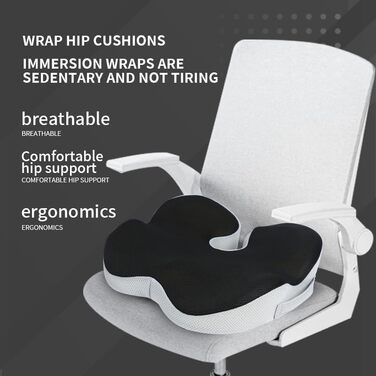 Ортопедична подушка для сидіння з Memory Foam | Ергономічна для офісу, авто та дому – проти болю в спині, геморою та ішіасу | Пральна, дихаюча | Рекомендовано до 95 кг