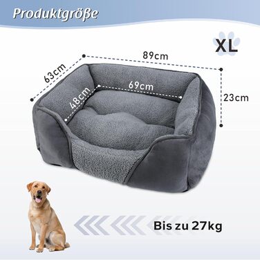 FURTIME Dog Bed for Medium and Large Dogs, Washable Fluffy Dog Basket, Non-Slip Dog Basket, Anti-Anxiety, 76x61x23cm (XL(89x63x23cm))
