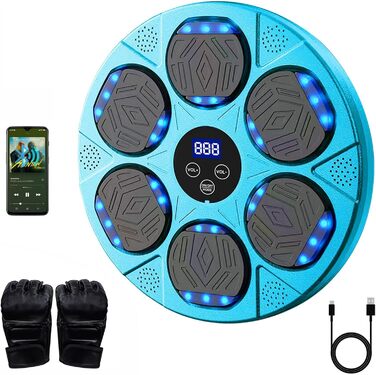 Музична боксерська машина з LED-дисплеєм, Bluetooth, 9 режимів швидкості, для дітей та дорослих (Блакитний)
