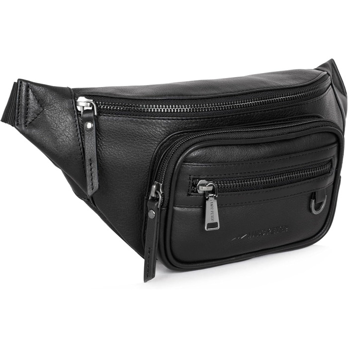 Чоловіча поясна/стегнова сумка Marc Peter® Varadero з натуральної шкіри Наппа, чорна | Сумка на пояс для чоловіків та жінок | Сумка через плече, шкіряна | Hip Bag, Crossbody Bag