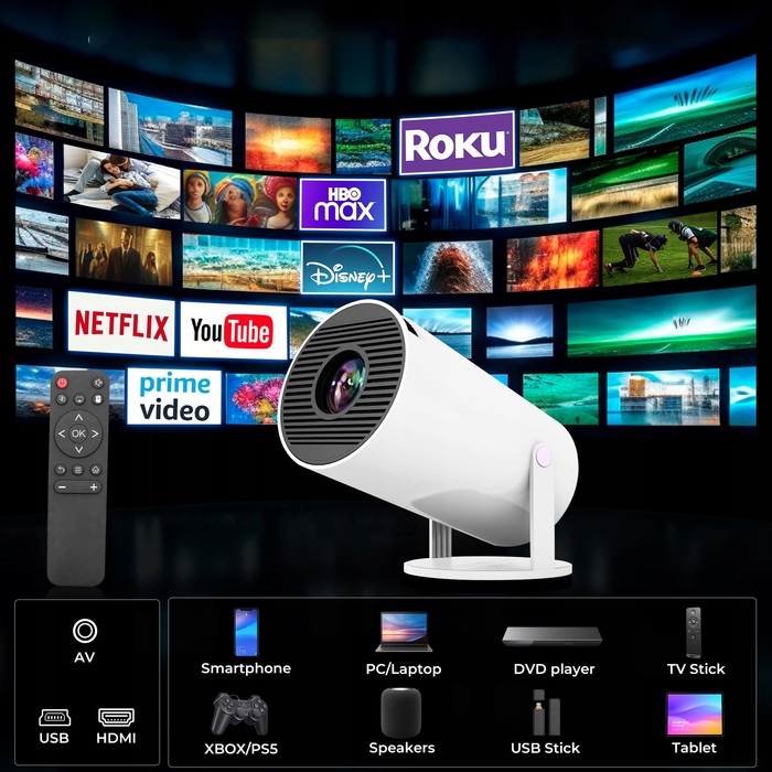 Смарт-проектор HY300 PRO LED Full HD з Wi-Fi та Android TV