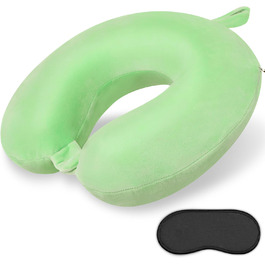 Подушка для шиї з Memory Foam, зручна у подорожах, U-подібна, підтримує шию та голову, для літаків, поїздів, авто (зелена)
