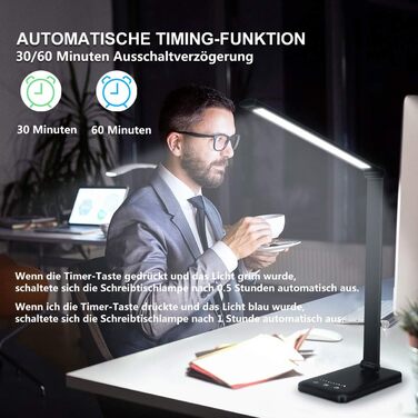 LED лампа настільна диммируемая з 5 кольорами та 10 рівнями яскравості. Настільна лампа для дітей з USB-портом для зарядки смартфона