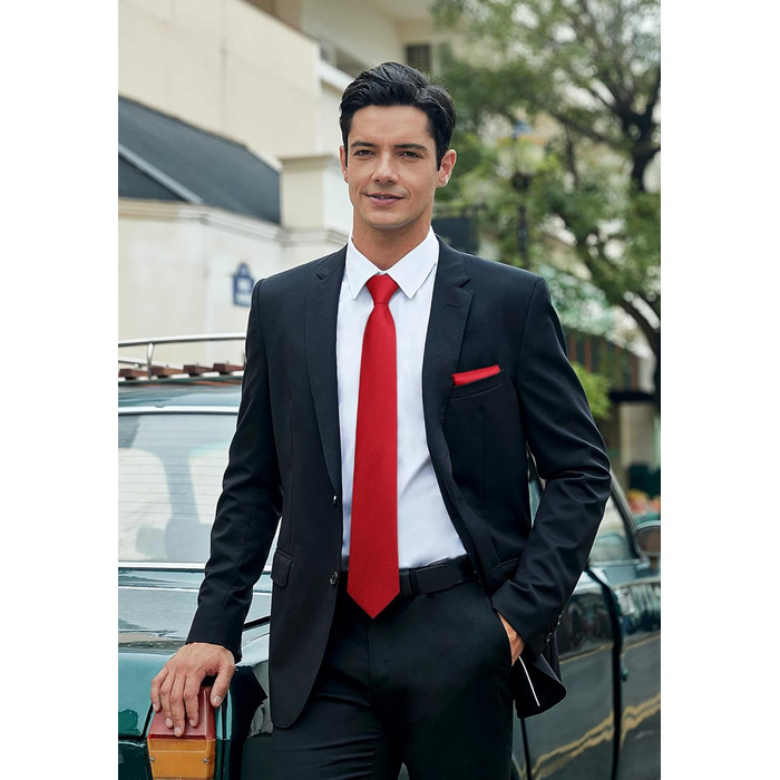 Чоловічий краватковий та нагрудний комплект HISDERN: однотонні краватки та нагрудні хустинки для вечірок та весіль, різні кольори