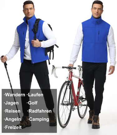 Чоловіча куртка Weste Outdoor з софтової мембрани, водонепроникна та вітронепроникна, з флісовою підкладкою, для туризму (M, Синій)