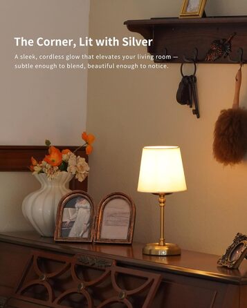 Нічник бездротовий акумуляторний Wiederaufladbare для вітальні, спальні, їдальні - Gold (з лампочкою, димування, сенсорне управління, 5200 mAh)