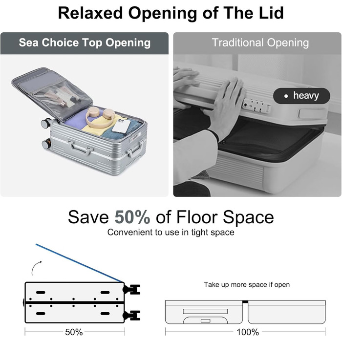 Чемодан-валіза Sea Choice 2 в 1 (55/78 см) з TSA замком та тримачем для напоїв, зелений