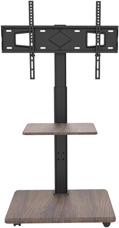 Підставка для телевізора Delphos Mobiler TV – мобільна, з дерев'яною основою, для телевізорів 32-70 дюймів, до 45 кг, регульована по висоті (до 130 см), поворотна ±25°, VESA 600x400 (волоський горіх)