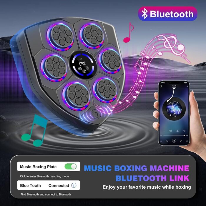 Музична боксерська машина JUOIFIP для дітей та дорослих, Bluetooth бокс-автомат з рукавичками, електронна боксерська машина для домашнього фітнес-тренування