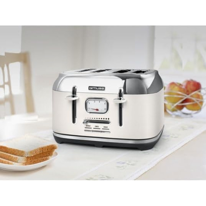 Тостер Muse MS-131 BC Beige: 4-х місний, з регулюванням ступеня підсмажування, ретро-дизайн, з підсвічуванням та крихкозбирачем