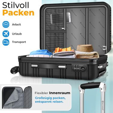 Чемодан KESSER® середній з жорсткою обшивкою | Вага для чемоданів + бірка для багажу | Чемодан-роликовий, з кодовим замком, 4 колеса, ABS, телескопічна ручка (66x45x28см / 84л)