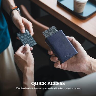 Чохл для кредитних карт VULKIT з RFID-блокуванням, з натуральної шкіри, з відділенням для грошей, віконцем для посвідчення, відділенням для монет та магнітною застібкою (Морський колір)
