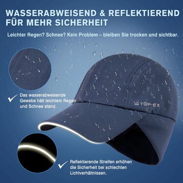 Водонепроникна шапка-кепка TOP-EX для жінок M/L/XL з відкидною часткою та отвором для хвостика, тепла флісова підкладка, бігова шапка для зими, світловідбиваюча (95595#блакитна, L-XL)