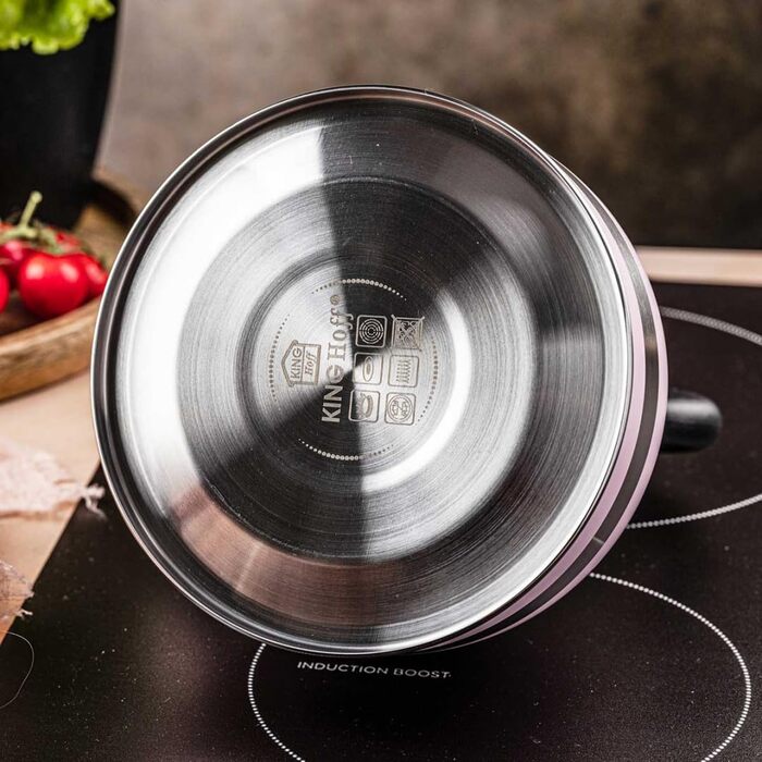 Чайник Kinghoff 1.8L з нержавіючої сталі з свистком, для індукційних плит, рожевий