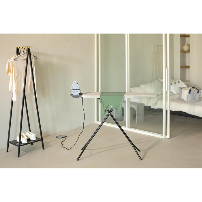 Прасувальна дошка Brabantia Bügelbrett B, 124 x 38 см, Fairtrade бавовна, стабільна, регульована по висоті, з підставкою для праски, Denim Grey