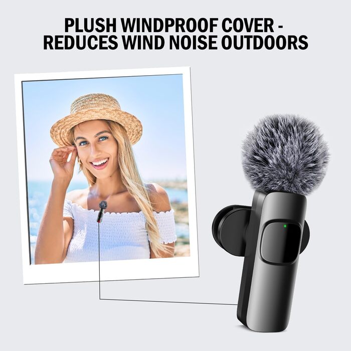 Бездротовий петличний мікрофон з 4 режимами запису для Android, iPhone, PC – Mini-мікрофон для відео, TikTok, YouTube, Live-трансляцій та інтерв'ю (K1)