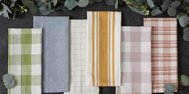 DII Everyday Basic Kitchen Collection Large Dish Towel Set, Woven Cotton, Stonewash Blue, 18x28, 5