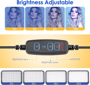 LED відеосвітло UBeesize 2 шт. з регульованою яскравістю, штативом та фільтрами для відеоконференцій, стрімінгу та YouTube