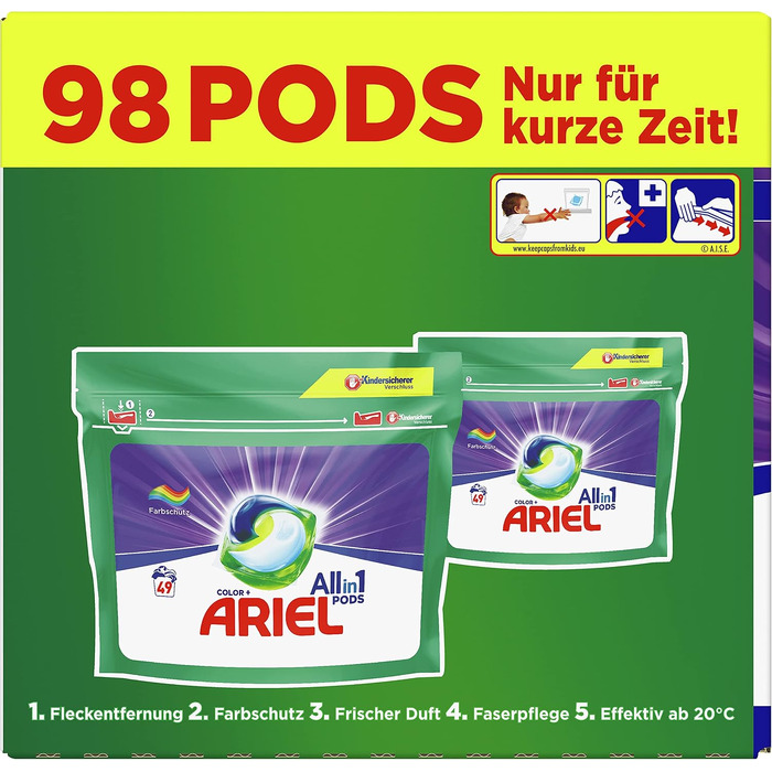 Капсули для прання Ariel All-in-1 для кольорових речей, 98 завантажень