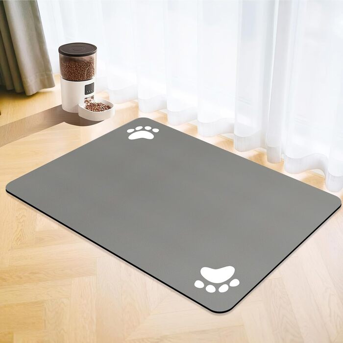 Підкладка під миску для собак та котів, сіра, 43x80 см - швидковисихаюча, неслизька
