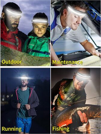 DARKBEAM LED Headlamp Floodlight COB with Red Light Rechargeable USB, Super Bright Rechargeable Lightweight Headlamp, Work Light for Helmet - Camping, Fishing, Repairing, Fishing, with Battery, Clip, 2 Pack (Red Light and White Light)