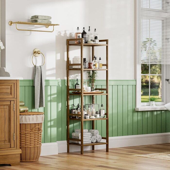 HITNET 5-Tier Freistehendes Bücherregal (Weiß/Walnuss)