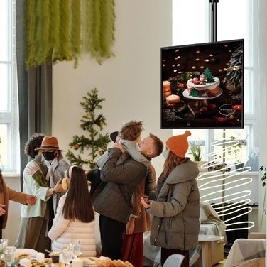 Кронштейн для телевізора на стелю 26-68 дюймів, поворотний, нахильний, до 45 кг, VESA 400x400, регульована висота