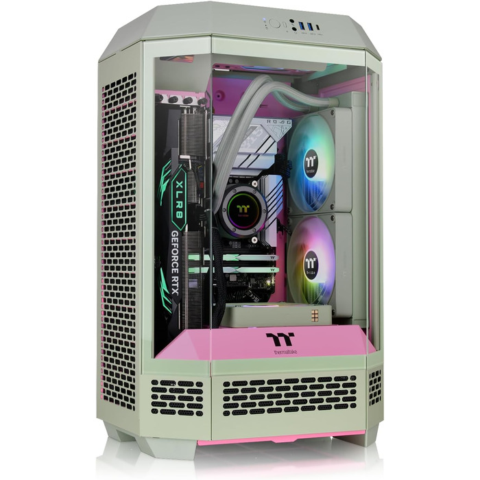 Thermaltake The Tower 300 Bumblebee: Корпус ПК Micro-ATX/mini-ITX з вертикальним дизайном, 3 скляні панелі, 2 вентилятори 140мм, підтримка радіатора 420мм