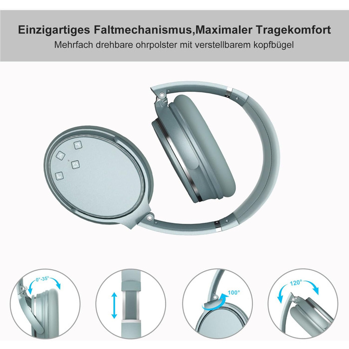 Бездротові навушники Srhythm NC25 з активним шумозаглушенням (ANC), Bluetooth, Hi-Fi звук, глибокий бас, NFC, вбудований мікрофон, складані (М'ятно-зелений)